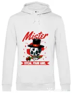 Hoodie barbat cu gluga Mr. steal your girl Alb
