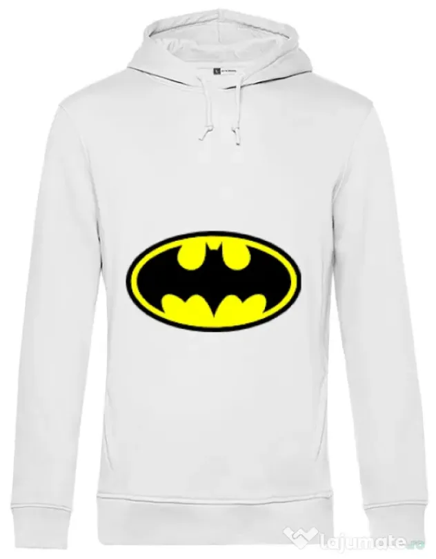 Hoodie barbat cu gluga Batman Alb