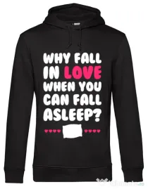 Hoodie barbat cu gluga Why fall in love Negru