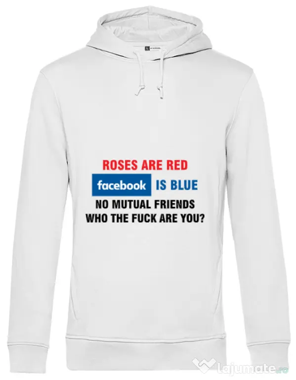 Hoodie barbat cu gluga Roses are red Alb