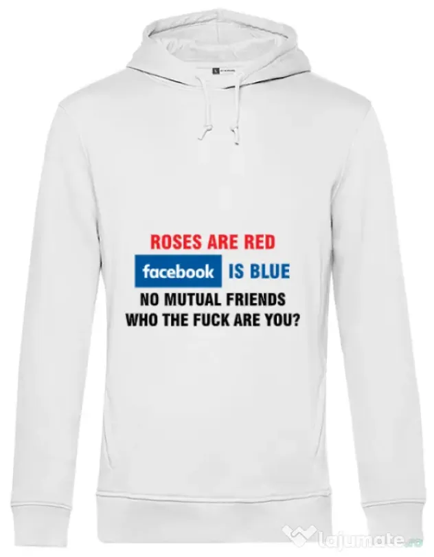 Hoodie barbat cu gluga Roses are red Alb