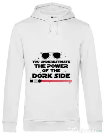 Hoodie barbat cu gluga The power of the dork side Alb