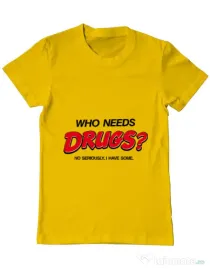 Tricou ADLER barbat Who needs drugs Galben
