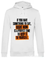 Hoodie barbat cu gluga Keep it to yourself Alb