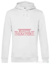 Hoodie barbat cu gluga Mouth breather Alb