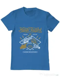 Tricou ADLER barbat Keep Fight Albastru azuriu