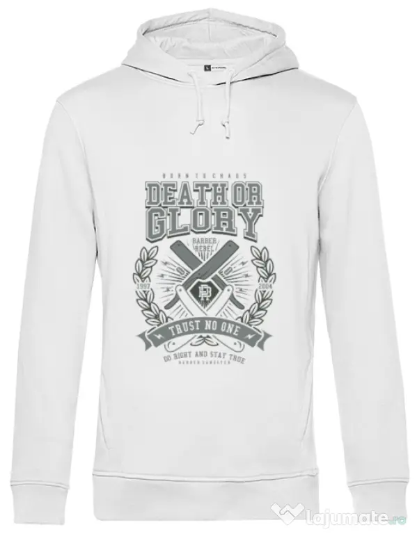 Hoodie barbat cu gluga Death or Glory Alb