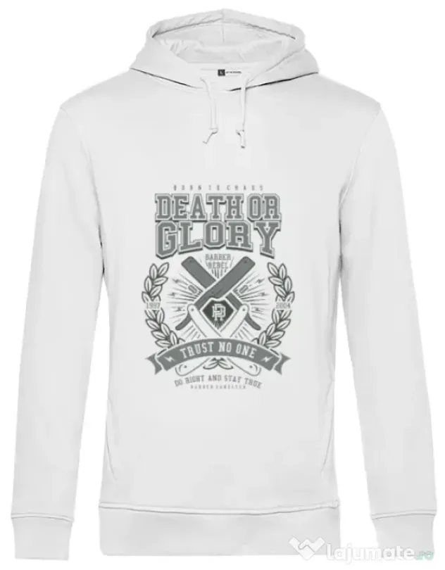 Hoodie barbat cu gluga Death or Glory Alb