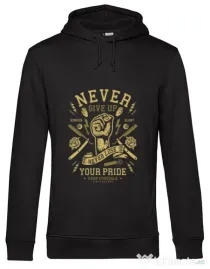 Hoodie barbat cu gluga Never Give Up Negru