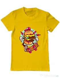 Tricou ADLER barbat Burger Skater Galben