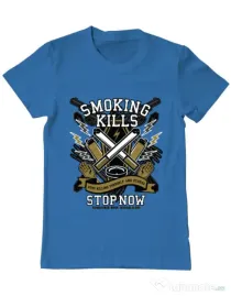 Tricou ADLER barbat Smoking Kills Albastru azuriu