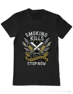 Tricou ADLER barbat Smoking Kills Negru