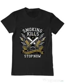 Tricou ADLER barbat Smoking Kills Negru