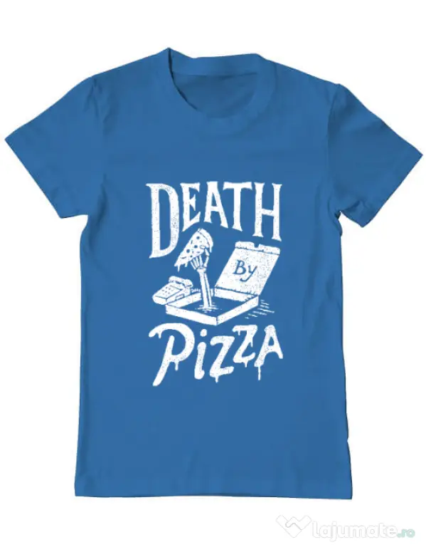 Tricou ADLER barbat Death By Pizza Albastru azuriu