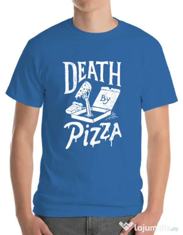 Tricou ADLER barbat Death By Pizza Albastru azuriu