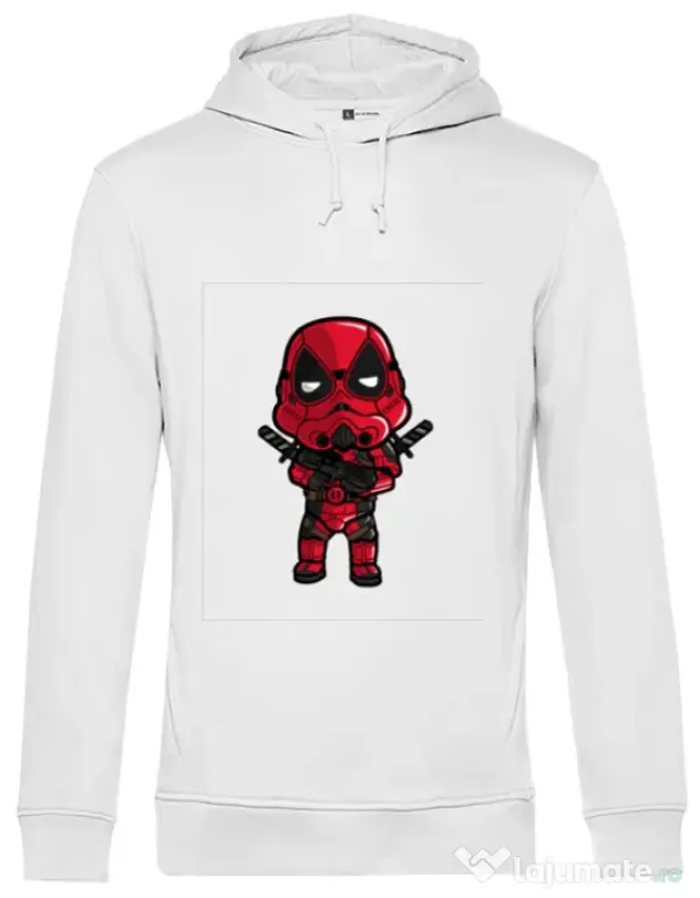 Hoodie barbat cu gluga Deadtrooper Alb