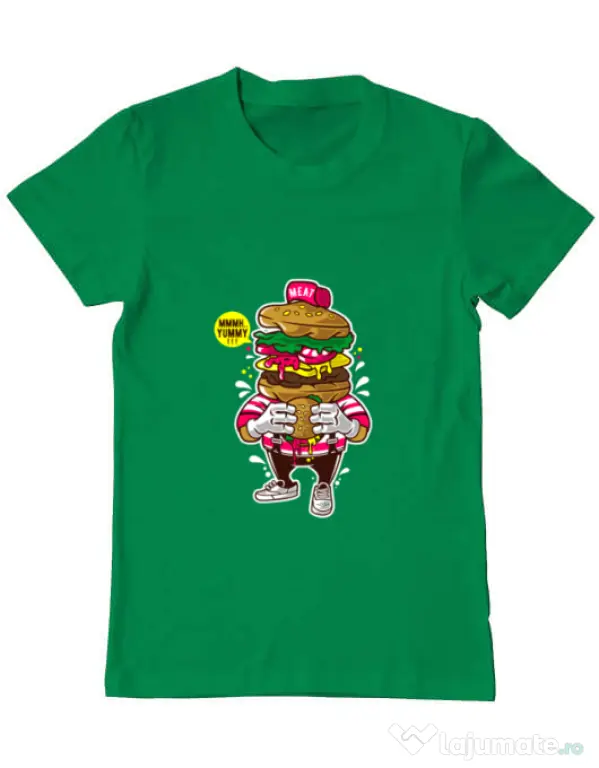Tricou ADLER barbat I Love Burger Verde mediu