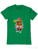 Tricou ADLER barbat I Love Burger Verde mediu