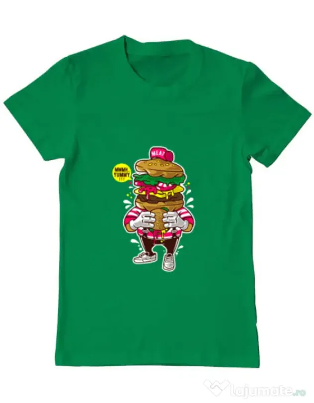 Tricou ADLER barbat I Love Burger Verde mediu