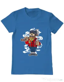 Tricou ADLER barbat Pizza Beard Albastru azuriu
