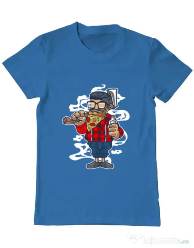 Tricou ADLER barbat Pizza Beard Albastru azuriu