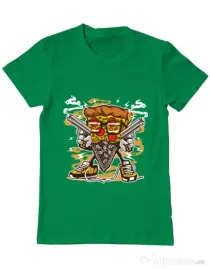 Tricou ADLER barbat Pizza Gangster Verde mediu