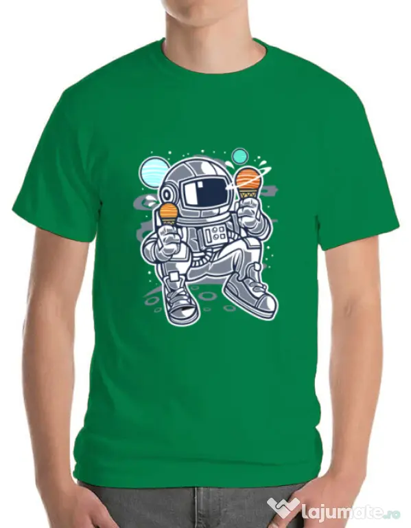 Tricou ADLER barbat Astronaut Ice Cream Verde mediu
