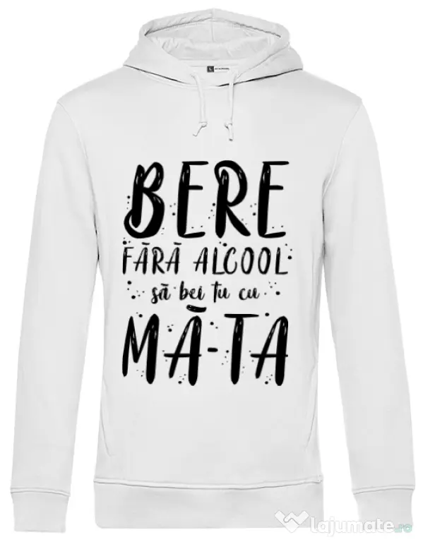 Hoodie barbat cu gluga Bere fara alcool Alb