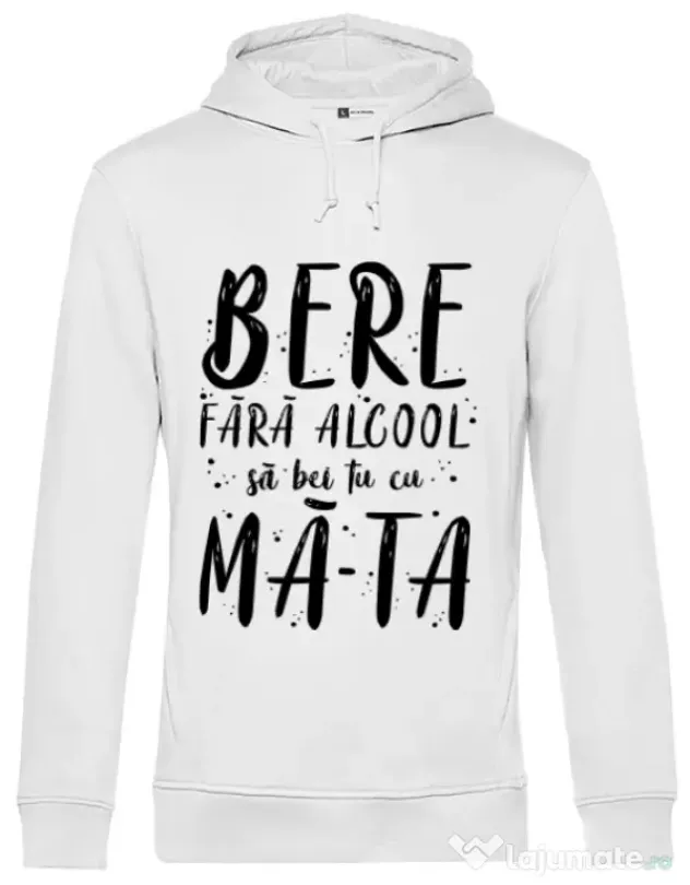 Hoodie barbat cu gluga Bere fara alcool Alb