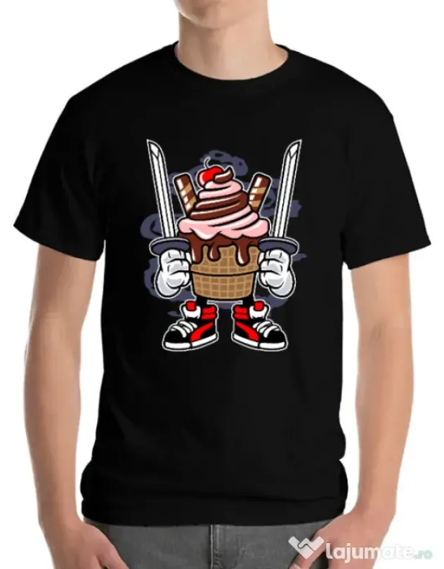 Tricou ADLER barbat Ice Cream Ninja Negru