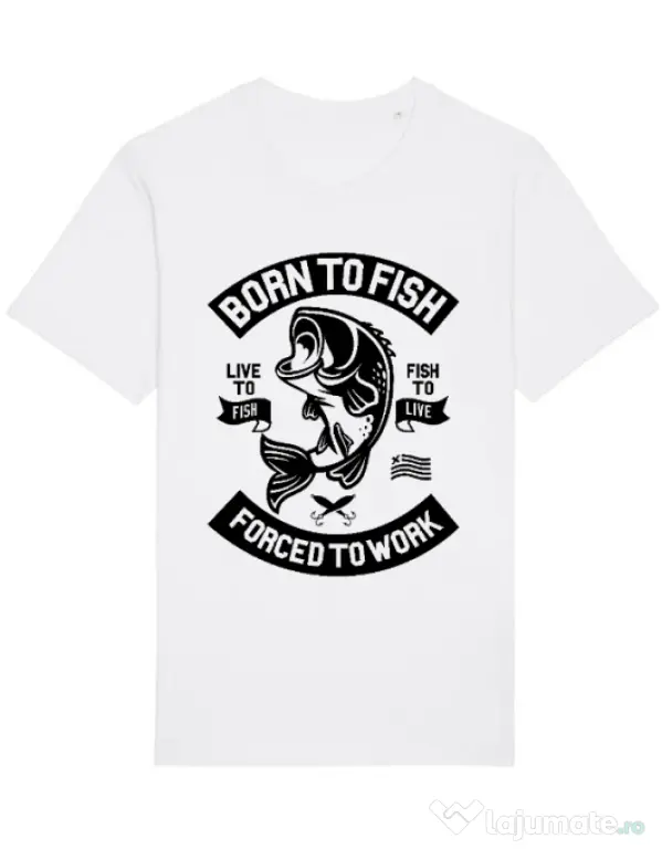 Tricou STANLEY STELLA barbat Born To Fish Alb