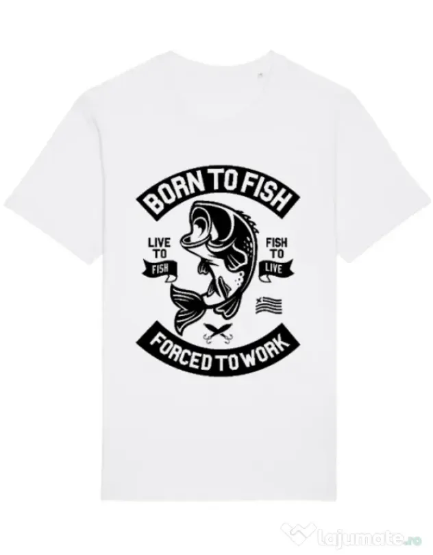 Tricou STANLEY STELLA barbat Born To Fish Alb