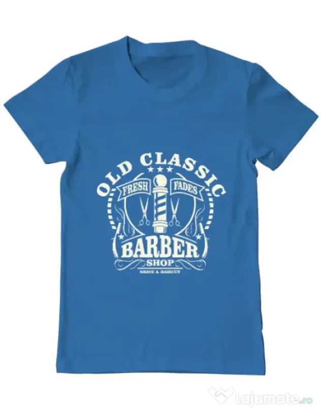 Tricou ADLER barbat Old Classic Barber Albastru azuriu