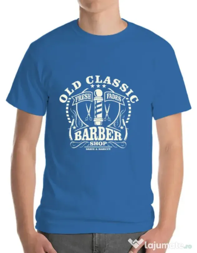 Tricou ADLER barbat Old Classic Barber Albastru azuriu