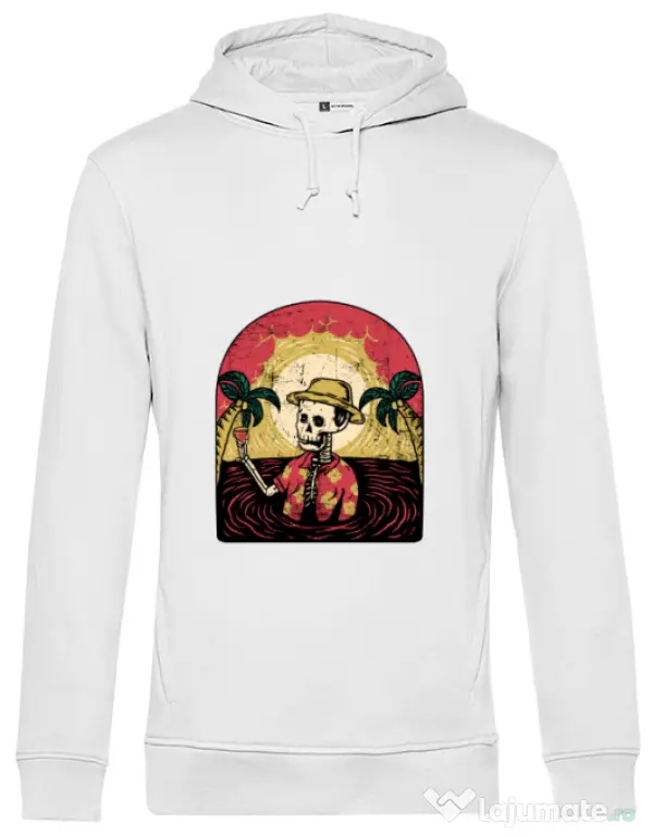 Hoodie barbat cu gluga Welcome to My Paradise Alb