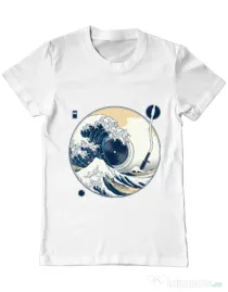 Tricou ADLER barbat The Great Wave off Sound Alb