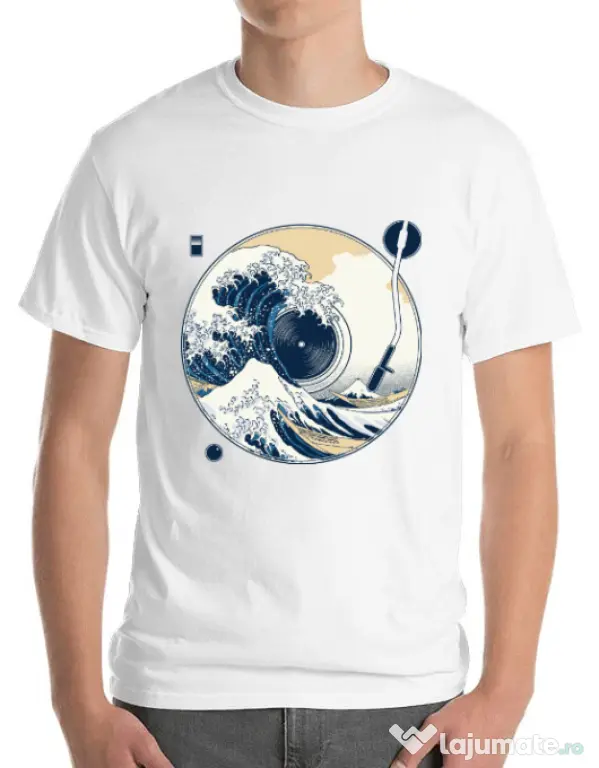 Tricou ADLER barbat The Great Wave off Sound Alb