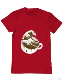 Tricou ADLER barbat The Great Wave off Coffee Rosu