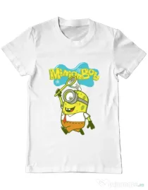 Tricou ADLER barbat MinionBob Alb