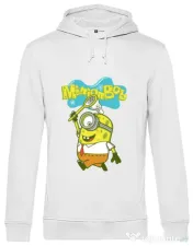 Hoodie barbat cu gluga MinionBob Alb 