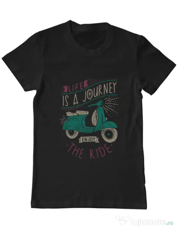 Tricou ADLER barbat Life is a journey enjoy the ride Negru