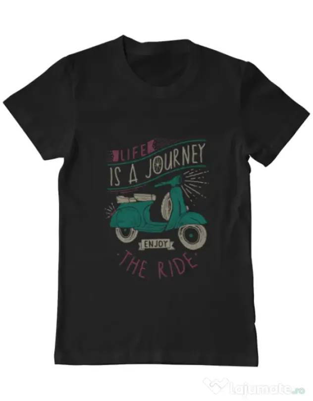 Tricou ADLER barbat Life is a journey enjoy the ride Negru