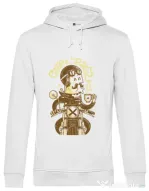 Hoodie barbat cu gluga Coffee Racer Alb