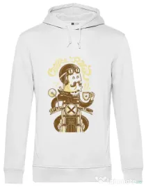 Hoodie barbat cu gluga Coffee Racer Alb