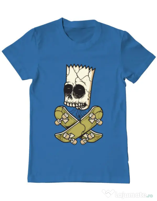 Tricou ADLER barbat Death of Skateboarder Albastru azuriu