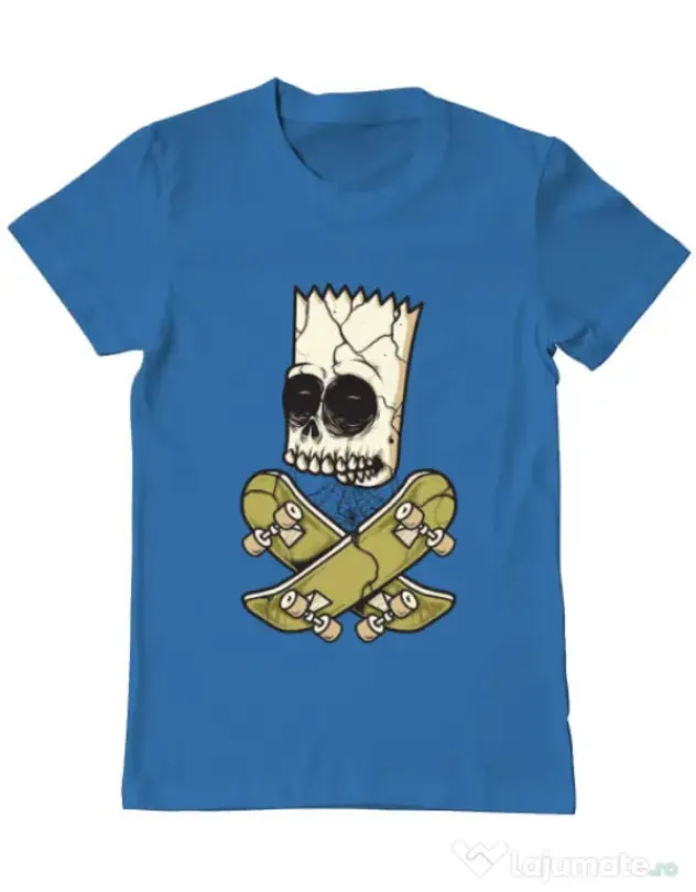 Tricou ADLER barbat Death of Skateboarder Albastru azuriu