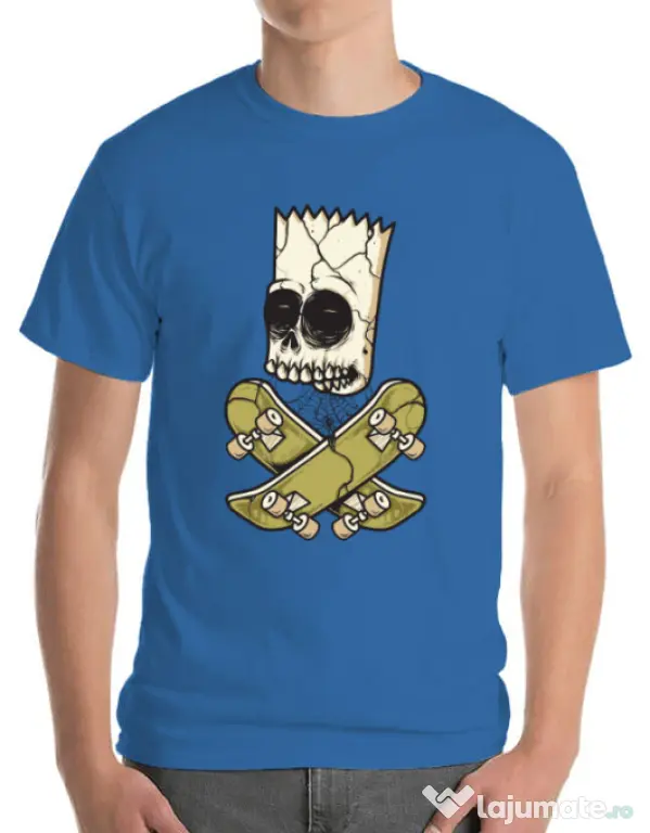 Tricou ADLER barbat Death of Skateboarder Albastru azuriu