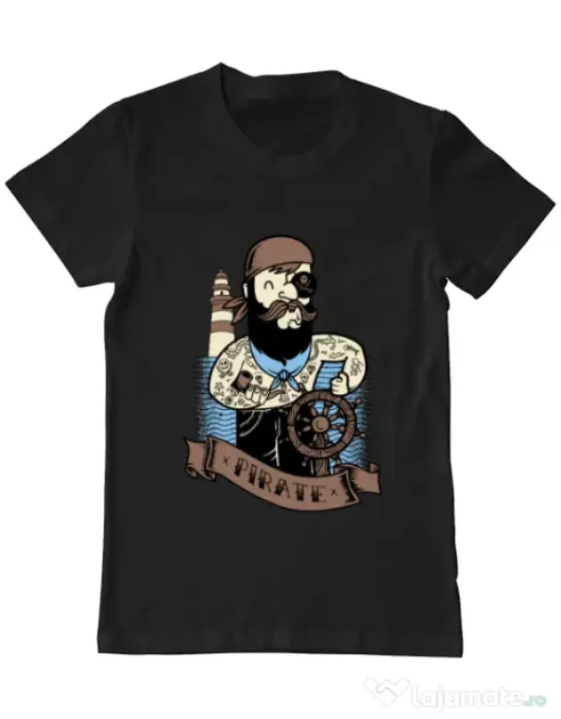 Tricou ADLER barbat Adventure of the Sea Negru