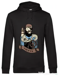 Hoodie barbat cu gluga Adventure of the Sea Negru