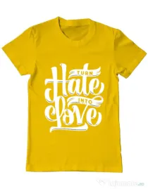 Tricou ADLER barbat Turn Hate Into Love Galben